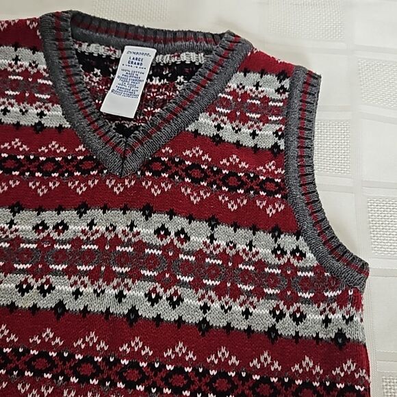 Gymboree Boy's V-neck Sleeveless Knitted Vest Gray & Burgundy 5 Years Old - Picture 15 of 16